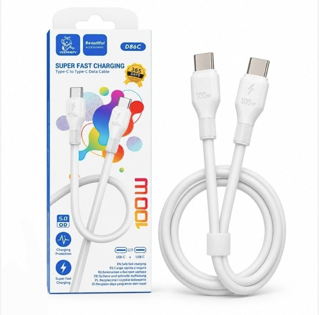کابل شارژ و دیتا دوسر تایپ سی VEEMHEFV D86C USB-C